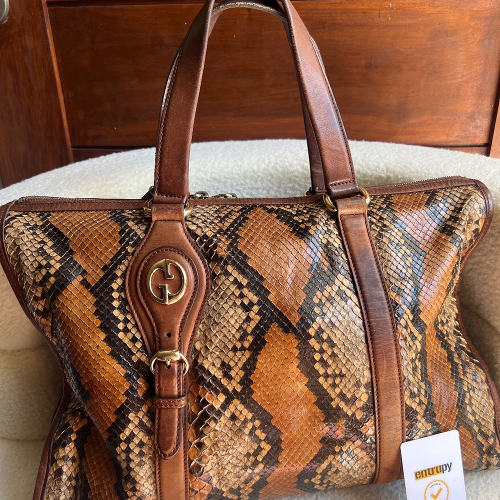 Rare Gucci Python Brown Large Tote - image 1